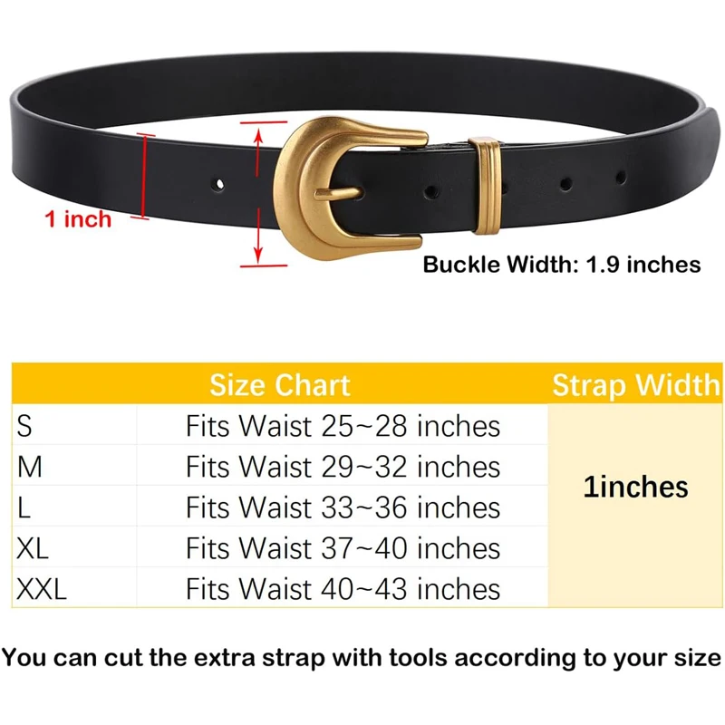 2024 New Luxury Brand High Quality Women\'s Belt Western Belts Silver Gold Buckle Black Leather Belt Pants Jeans Belts for Women