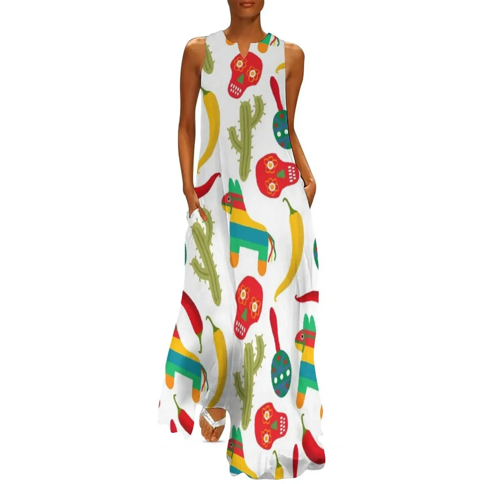 

Pattern made of traditional Cinco de Mayo symbols. Mexican Fiesta Cinco de Mayo Party Invitation. Long Dress Women's dress Dress
