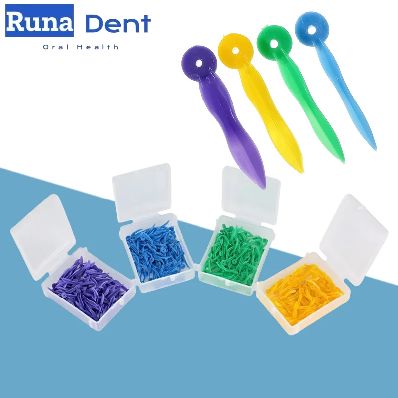 

400 шт. одноразовых зубных клиньев с отверстием, 4 размера, стоматологические инструменты, набор для межзубных промежутков, матричные ленты, деревянные клинья