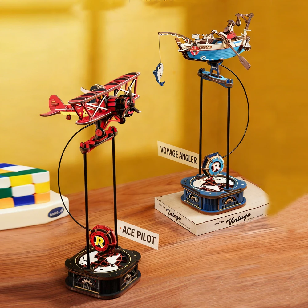 

New DIY Wooden Ace Pilot Gravity Swing Gladiator Biplane 3D Puzzle Model Kit Dynamic Balance Toy Birthday Gift for Boys