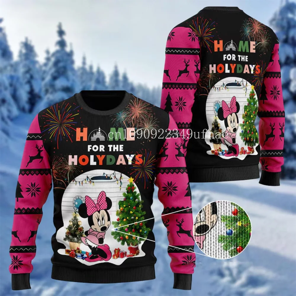 

2025Disney Minnie Mouse Christmas Sweater Men's Womens 3d Ugly Sweater Mickey Ugly Christmas Sweater Anime Xmas Gifts Sweater