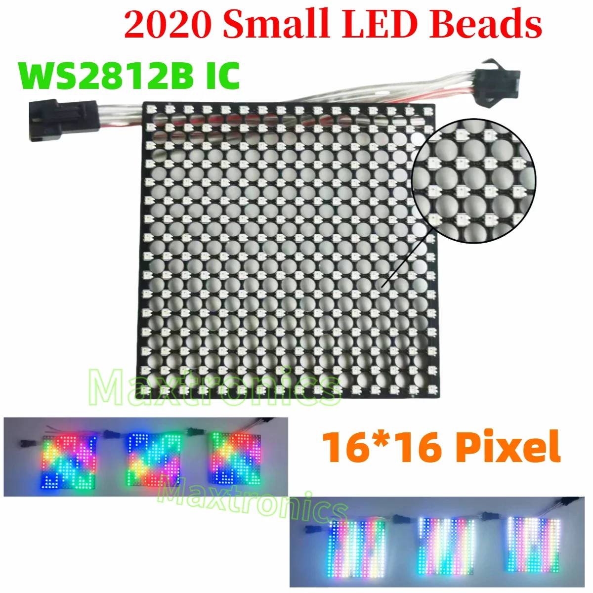 80*80mm DC5V WS2812 LED Quadrato Schermo Trasparente Dot Matrix 16*16 Protocollo SPI 2020 Perline Full Color Programmabile Per Il Segno LED