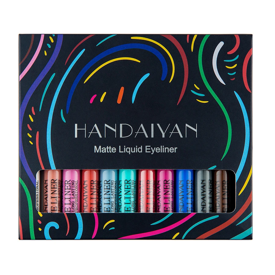 Handaiyan 12 ピース/セットカラフルな液体アイライナー UV 防水蛍光アイライナーフェイスボディペイントペン長期的な簡単に削除