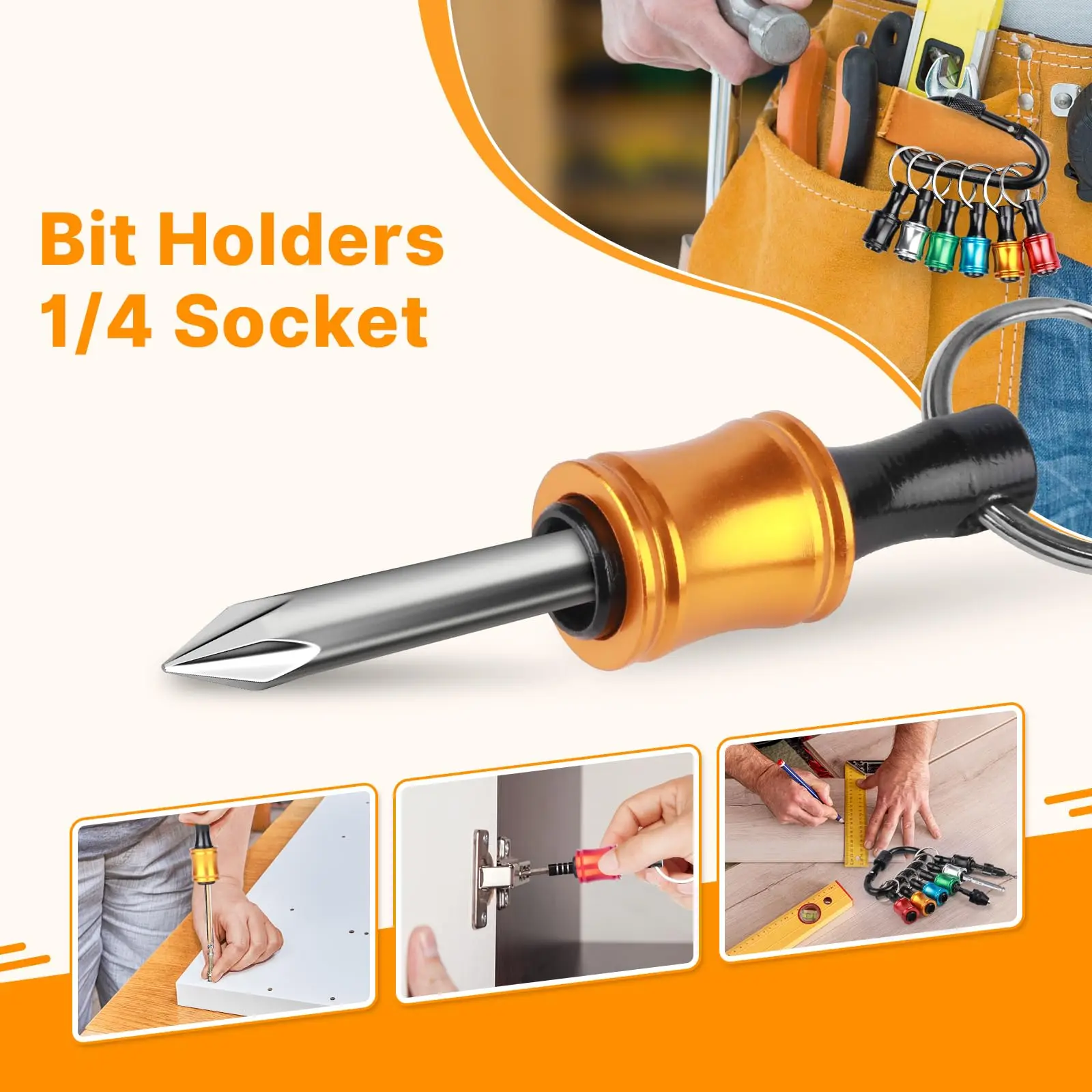 1/4 Hex Shank Drill Bit Holder Keychain Extension Bar Quick Release Bit Holders Impact Driver Drill Bit Screwdriver Bit Holder view 3