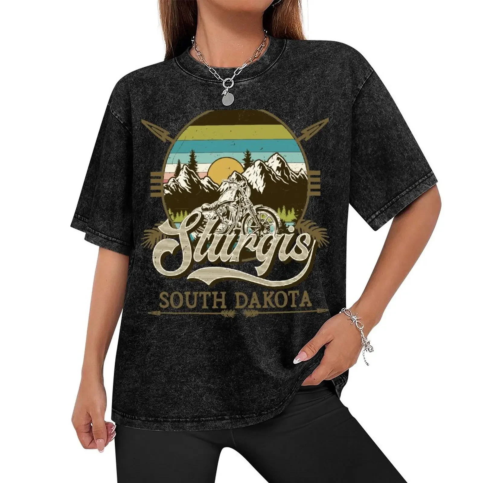 Vintage Sturgis South Dakota Speed Races Landscape Bikes T-Shirt tees heavyweights quick-drying mens big and tall t shirts