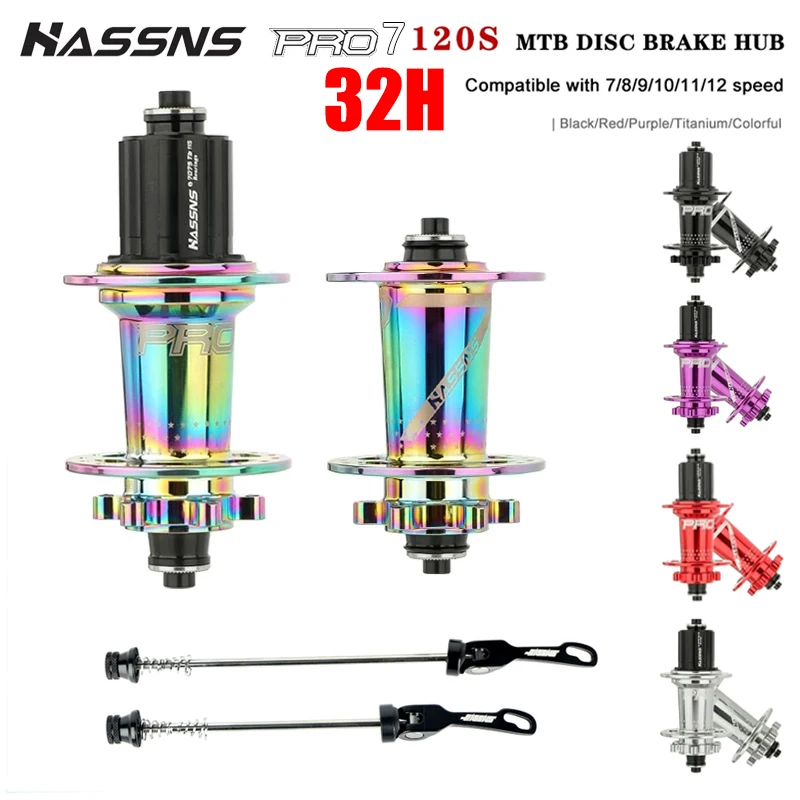 

HASSNS PRO7 Bicycle Hub Mtb Bike Cube 32 Furos 12V Ratchet Mountain Freehub 32H Cube 120Sound 6 Pawls Hub Freehub for SHIMANO HG