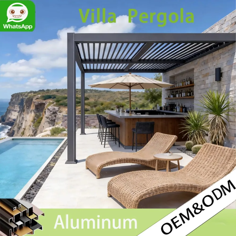 Motorized Aluminum Louvered Pergola Heavy Duty,Luxury Waterproof Gazebo Canopy Adjustable Slatted Roof System for Modern Outdoor