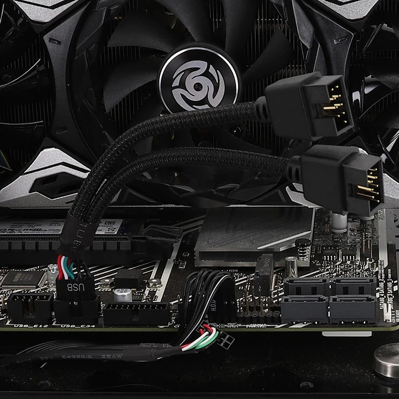 15cm Computer Motherboard USB 2.0 Extension Cable 9 Pin 1 Female To 2 Male Y Splitter Audio HD Extension Hub Cable For PC