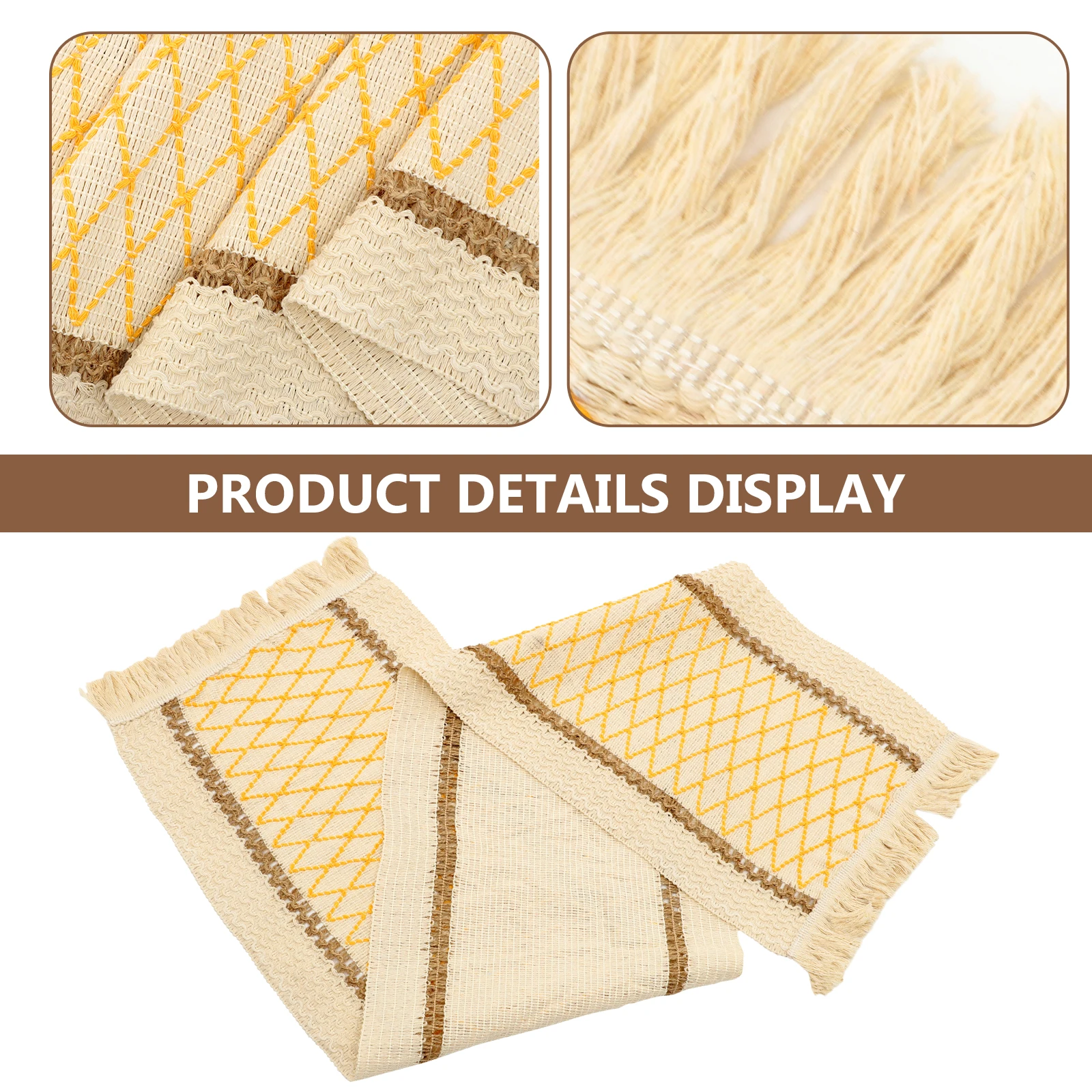 

Linen Cotton Table Runner Tassel Farmhouse Decorative Vintage Rectangle Table Cover Buffet Holiday