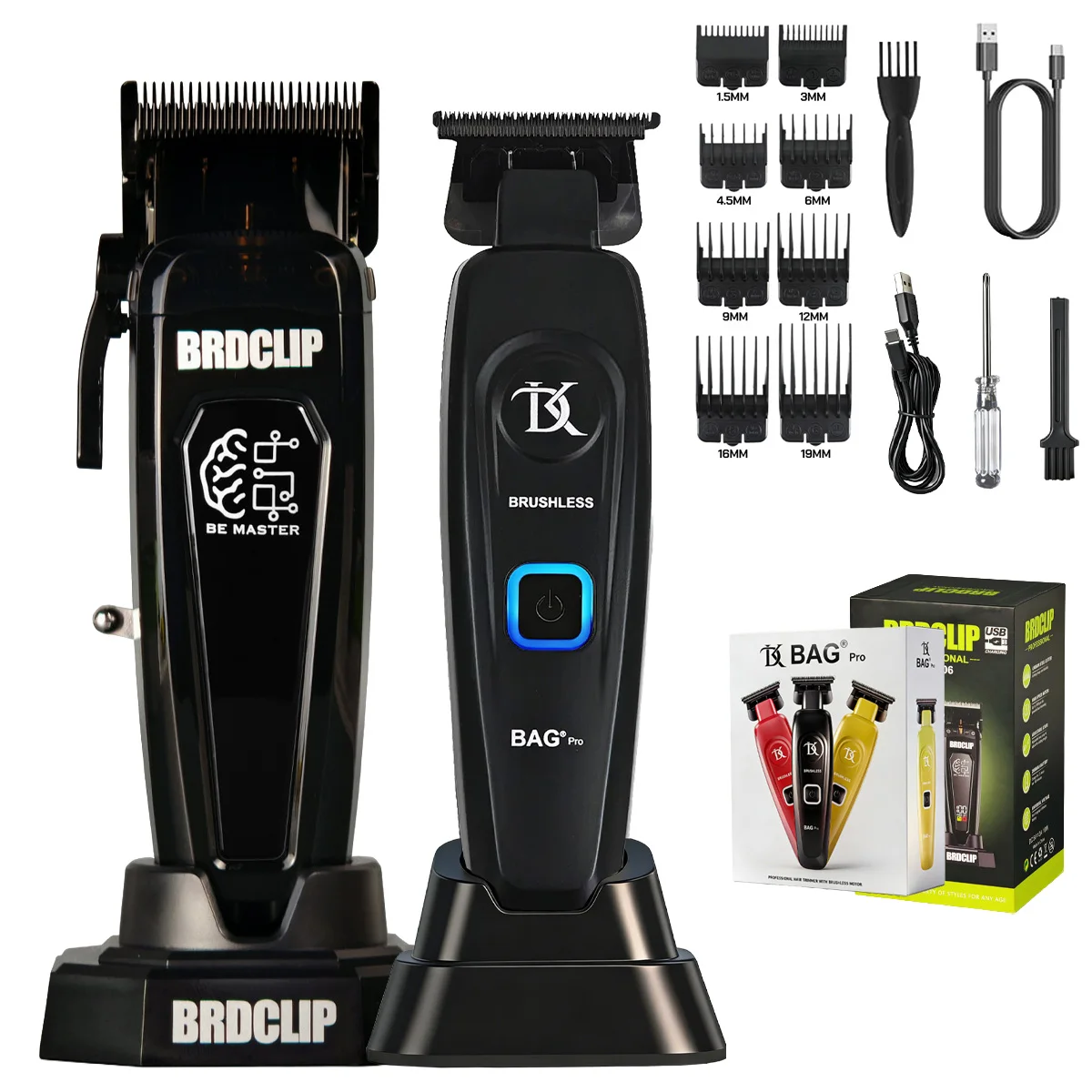 BRDCLIP BRD106 078 Haarschneidemaschine 7500 U/min 7200 U/min Neuer professioneller Friseursalon-Trimmer DLC-Klinge mit Ladestation Barber für Männer
