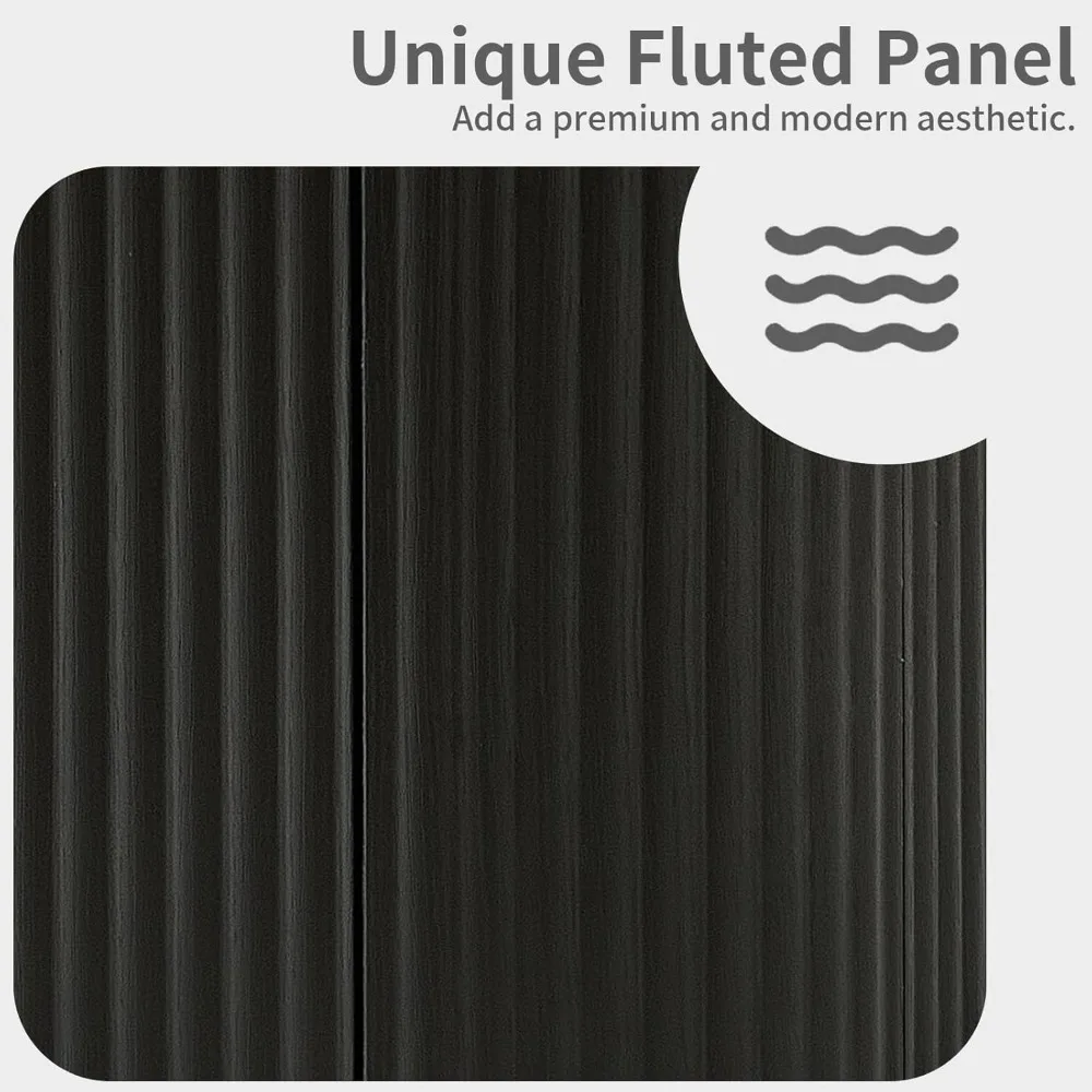 46,5" salontafel met opbergruimte, gecanneleerde moderne salontafel met deur en lade, grote middentafel uit het midden van de eeuw voor de woonkamer,