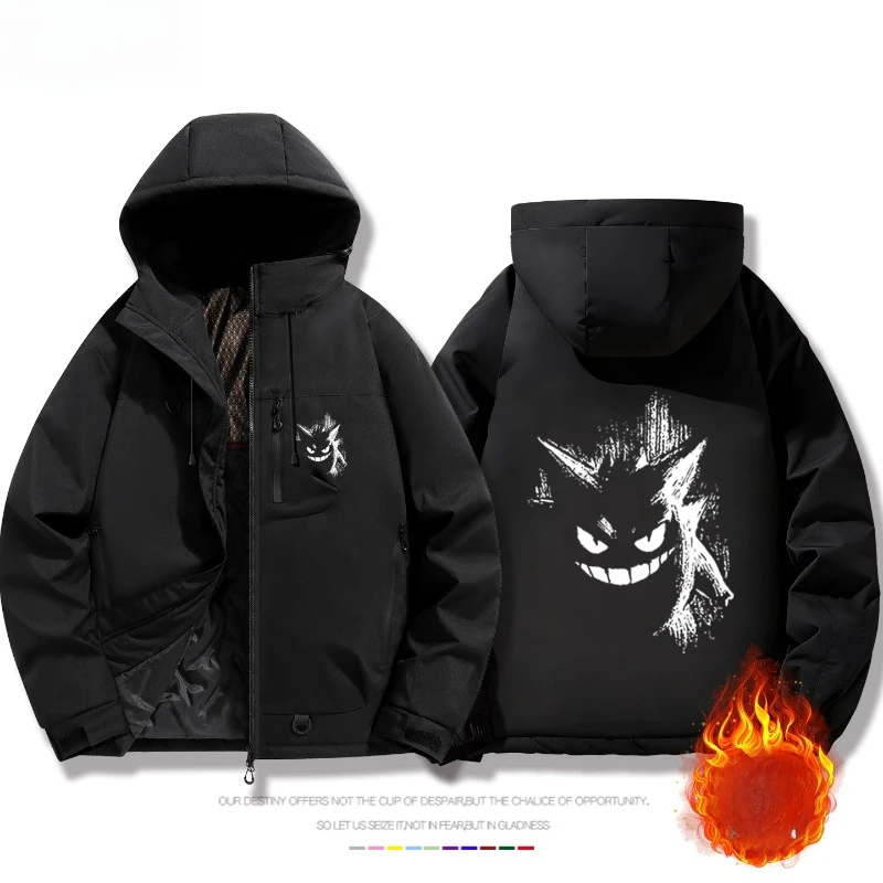 سترة تعاون بوكيمون جينجار الجديدة لعام 2026 - معطف شتوي سميك ومقاوم للماء والرياح ودافئ ومبطن للطلاب والمراهقين بتصميم فضفاض