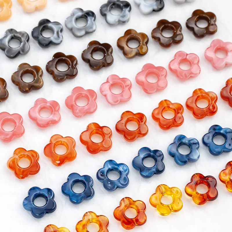 30 шт. 14 мм двухцветные акриловые бусины в форме пятилепесткового цветка с отверстием для рукоделия: для серег, аксессуаров для волос, подвесок, материалов для творчества