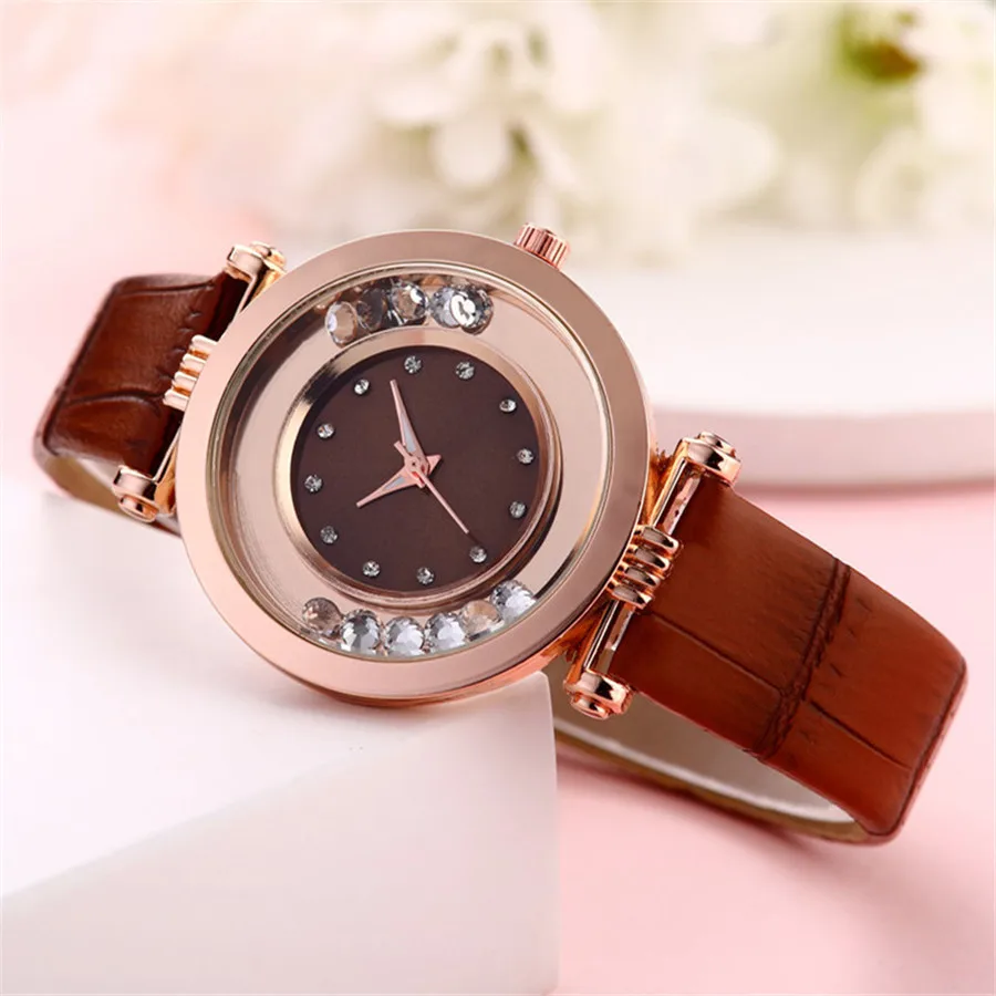 Relogio Fashion Ladies Ball Sandpaper Quartz Watch Casual Leather Belt Watches Women Simple Diamond Studded Bamboo Knot Strap