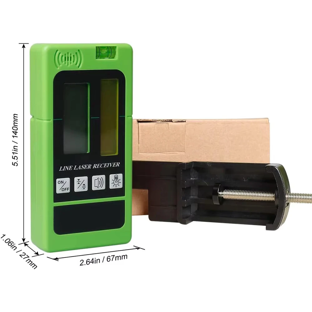 BOAYAL High Accuracy Laser Detector 164ft Dual LCD Display Green and Red Beam with Bubbles Laser Level Receiver IP54