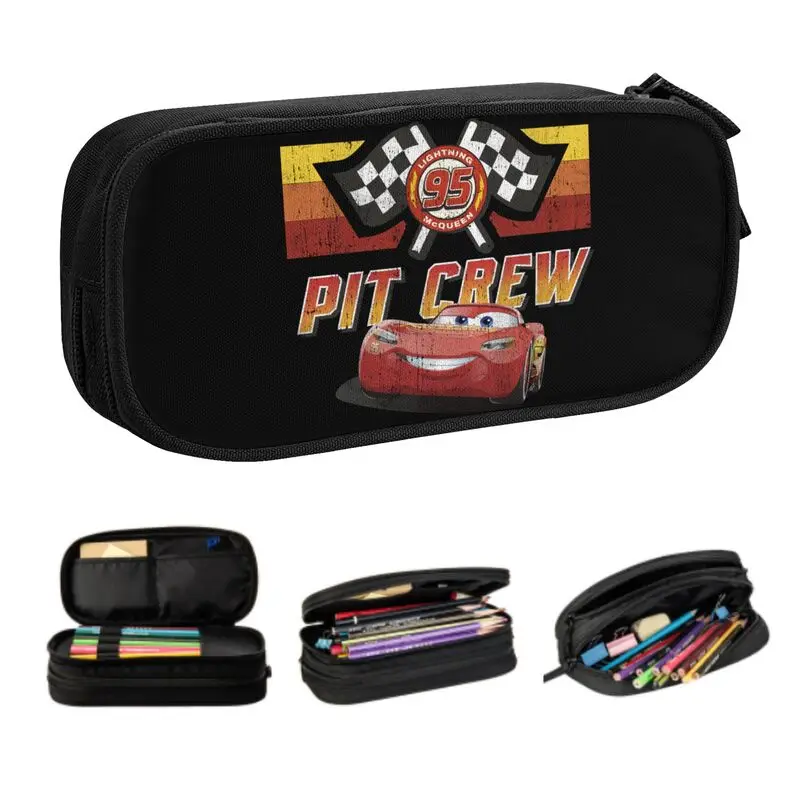 Trousse à Crayons Personnalisée McQueen Pit Crew pour Fille et Garçon, Boîte à Stylos de Grande Capacité, Fournitures Scolaires