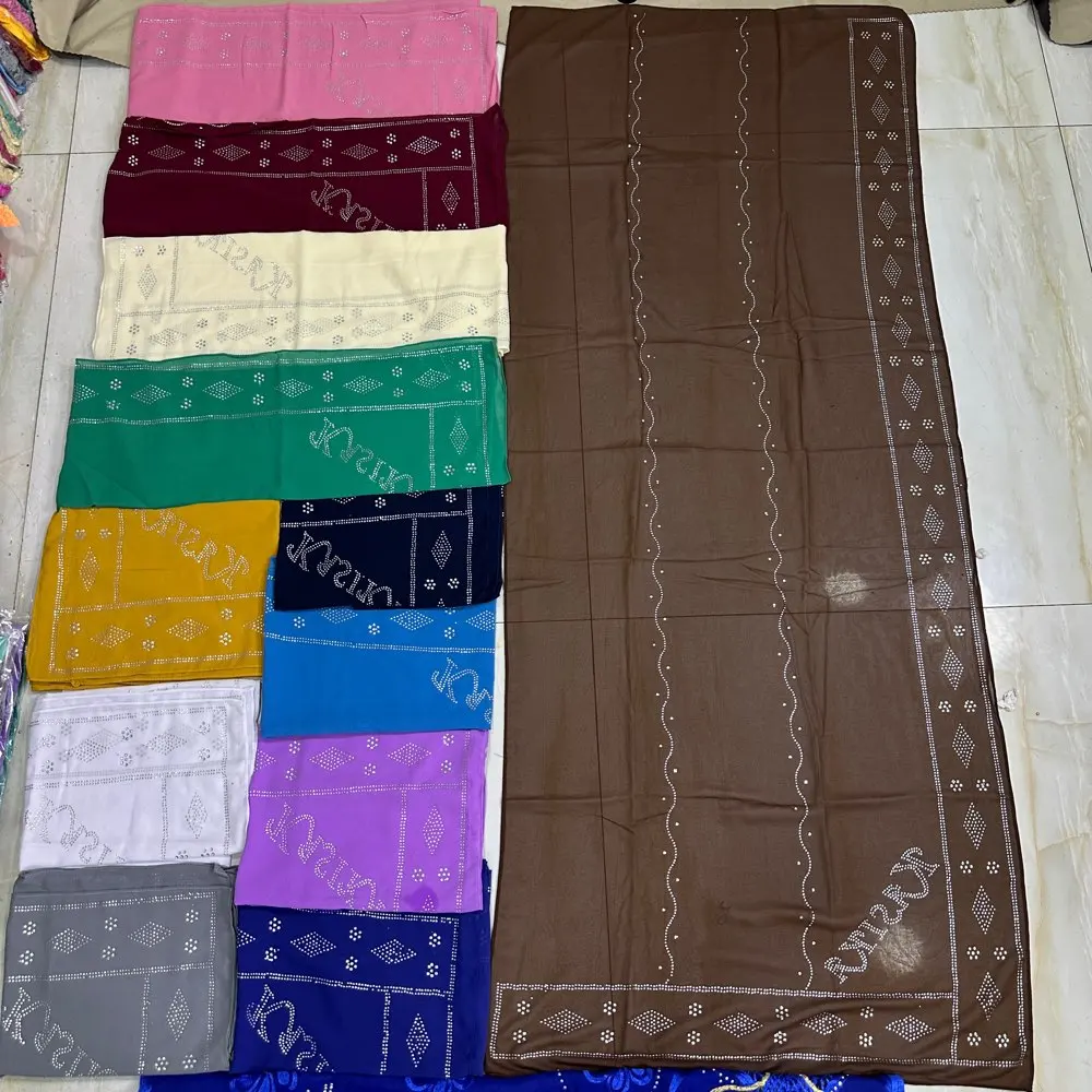 2026 Kleiner 70x180cm Chiffon Neuer Afrikanischer Netz-Hijab-Schal für Muslimische Frauen Afrikanischer Dubai Islam Kopftuch Bestickte Schals – Detail 4