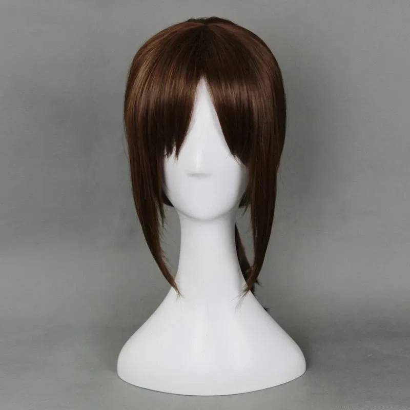 

asdh8@Anime Ymir Cosplay Wig Aurgelmir Brown Short Ponytail Heat Resistant Synthetic Hair Wigs Pelucas + Wig CapCOSda@
