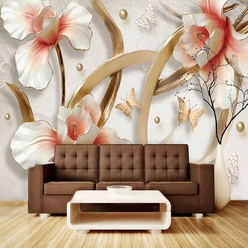 MU8783   Custom Three-dimensional floral jewelry background wall for Living Room TV Background Sofa Wall Decor