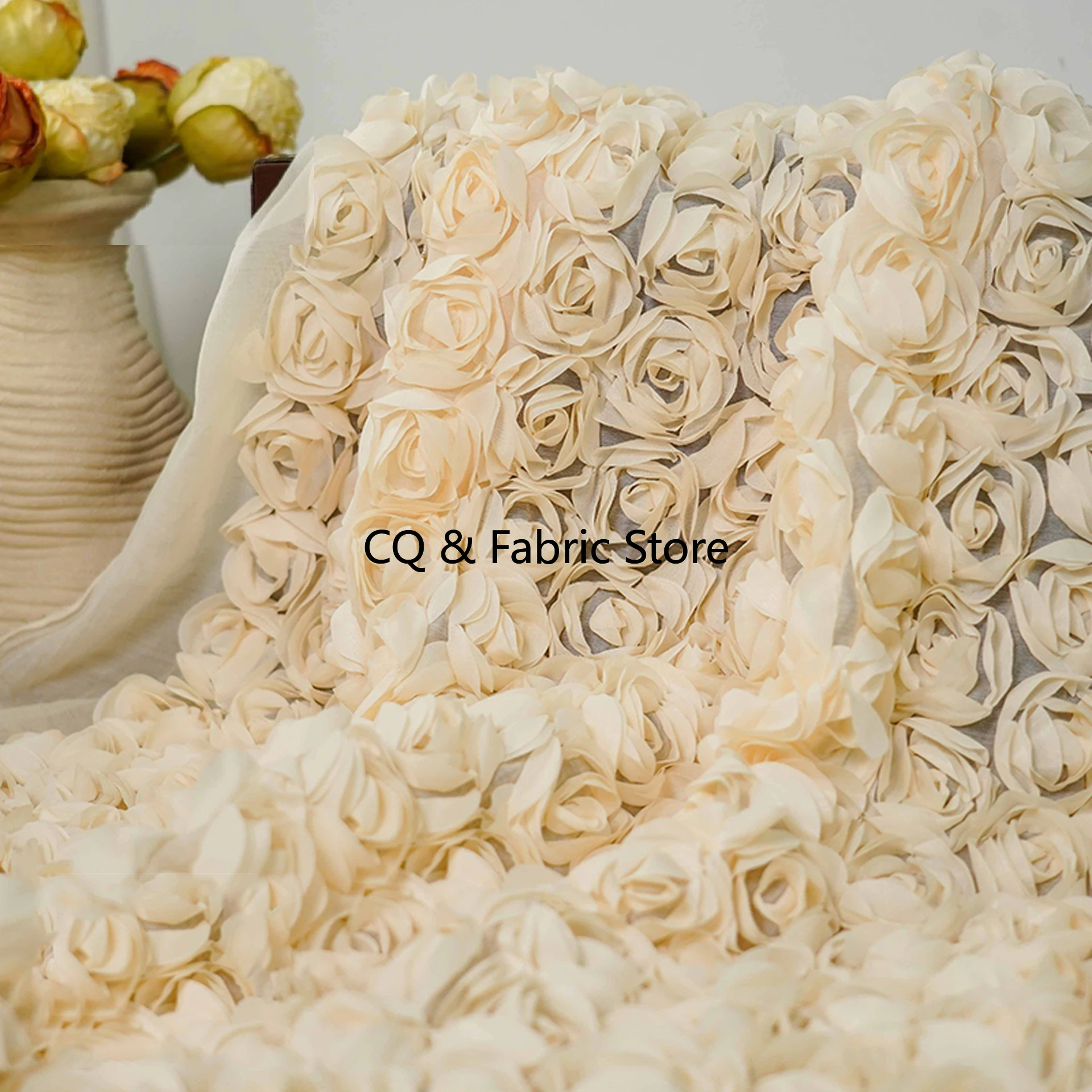 

3D роза с вышивкой, тарелка с цветком, кружевная ткань для свадебного платья, сценический костюм, украшение летнего платья