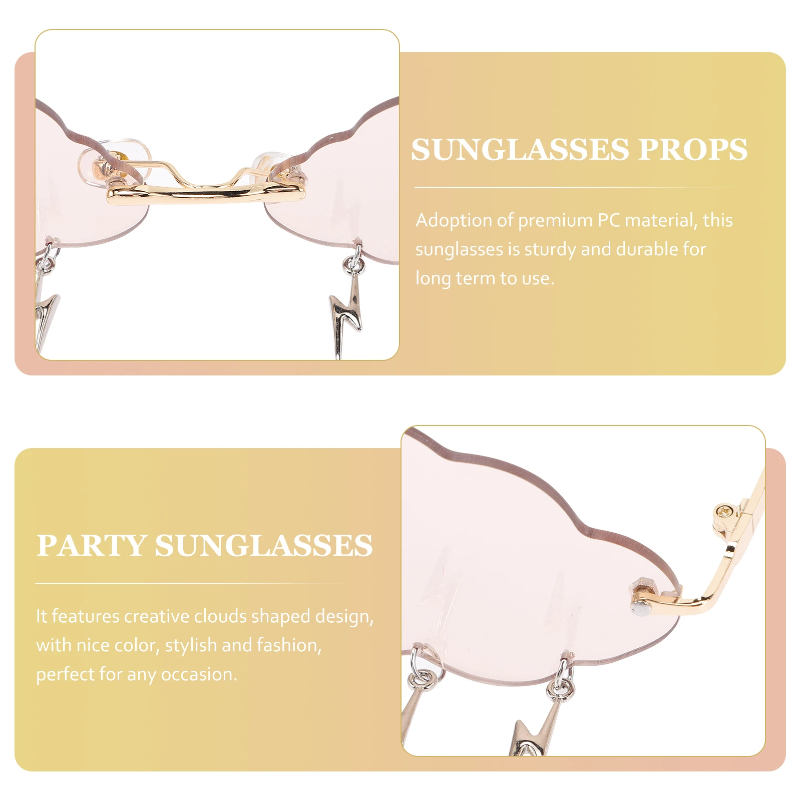 

Irregular Sunglasses Fashion Eyeglasses Brown Cloud Shaped Glasses Rimless Design Party Accessories Stylish Props Holiday Events