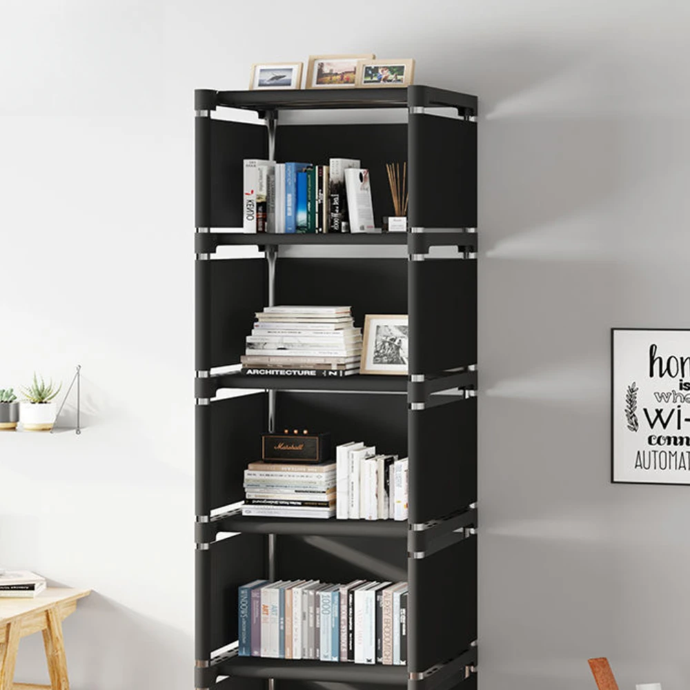 رف كتب بسيط متعدد الطبقات سهل التجميع، خزانة ملابس ذاتية الصنع، رف تخزين مربع من البلاستيك، غرفة المعيشة، غرفة الدراسة، غرفة النوم #6