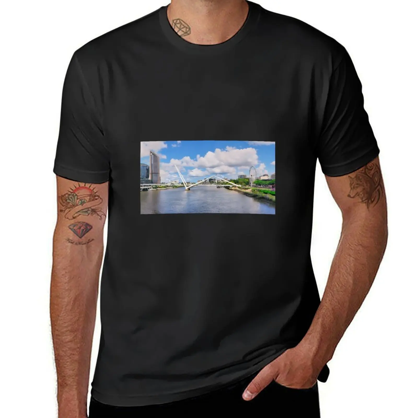 Neville Bonner Bridge over Brisbane River. T-Shirt anime clothes funnys heavyweights sports fans Men's clothing