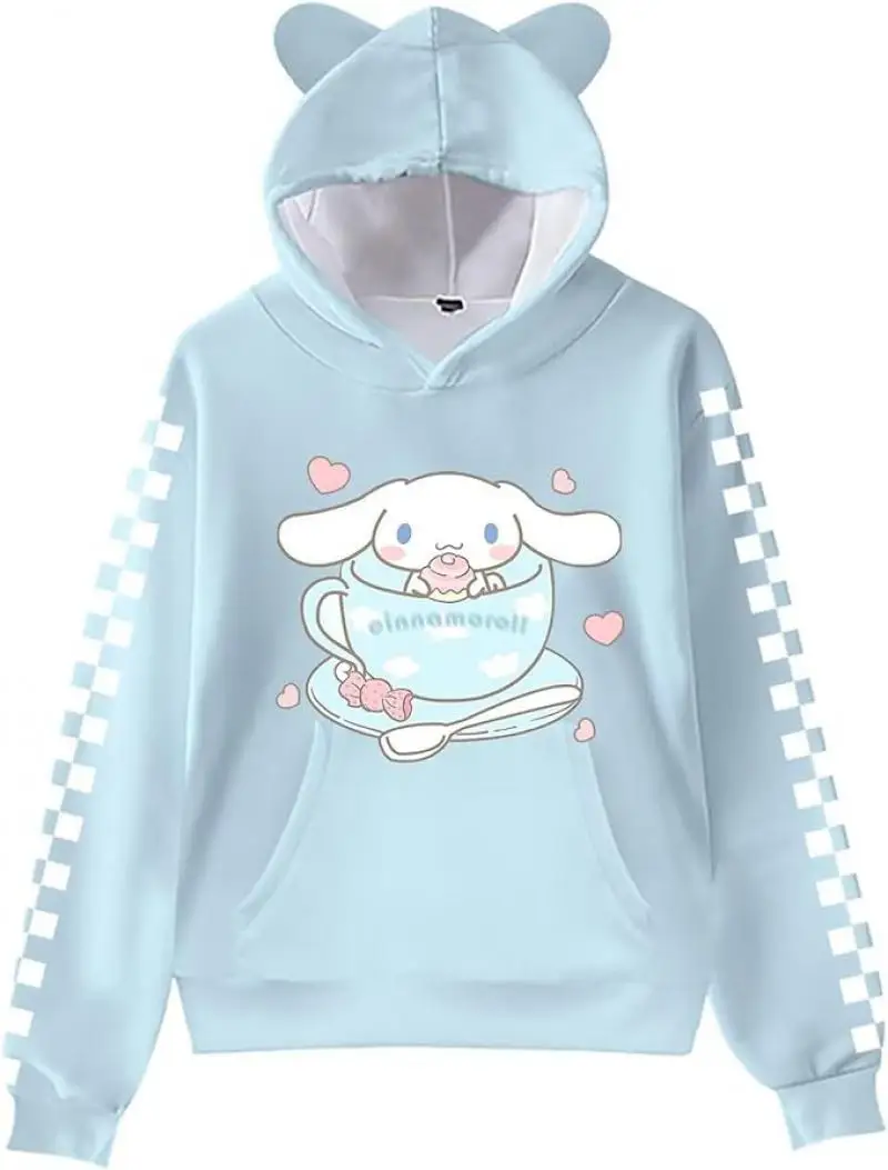 Sanrios Hellokittys Cinnamoroll Kids Sweater Boy Girls Cartoon Hooded Cute Sweater Fashion Jacket Casual Sweatshirt Kids Clothes