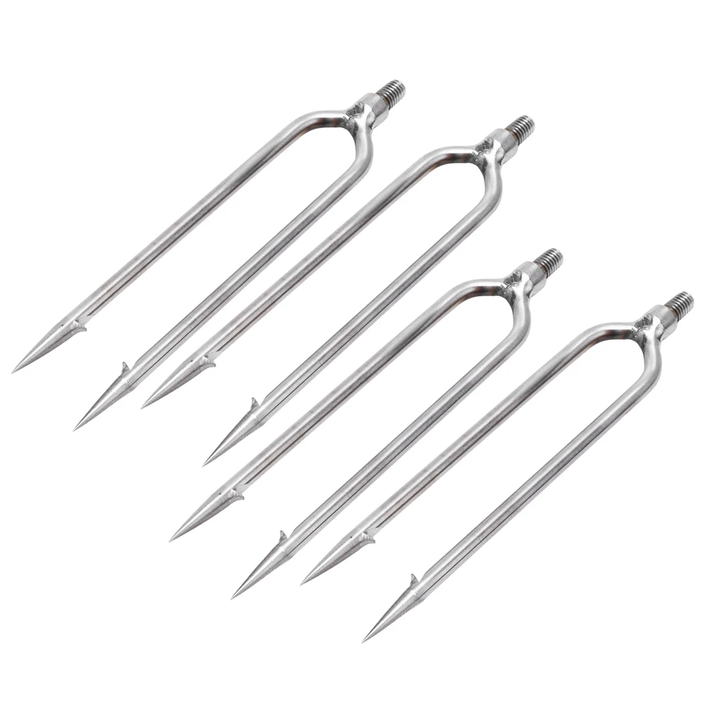 4 pcs Stainless Steel 2 Prongs Harpoon Gig Gaff Hook Barb Fish Spear for Outdoor Fishing Tackle