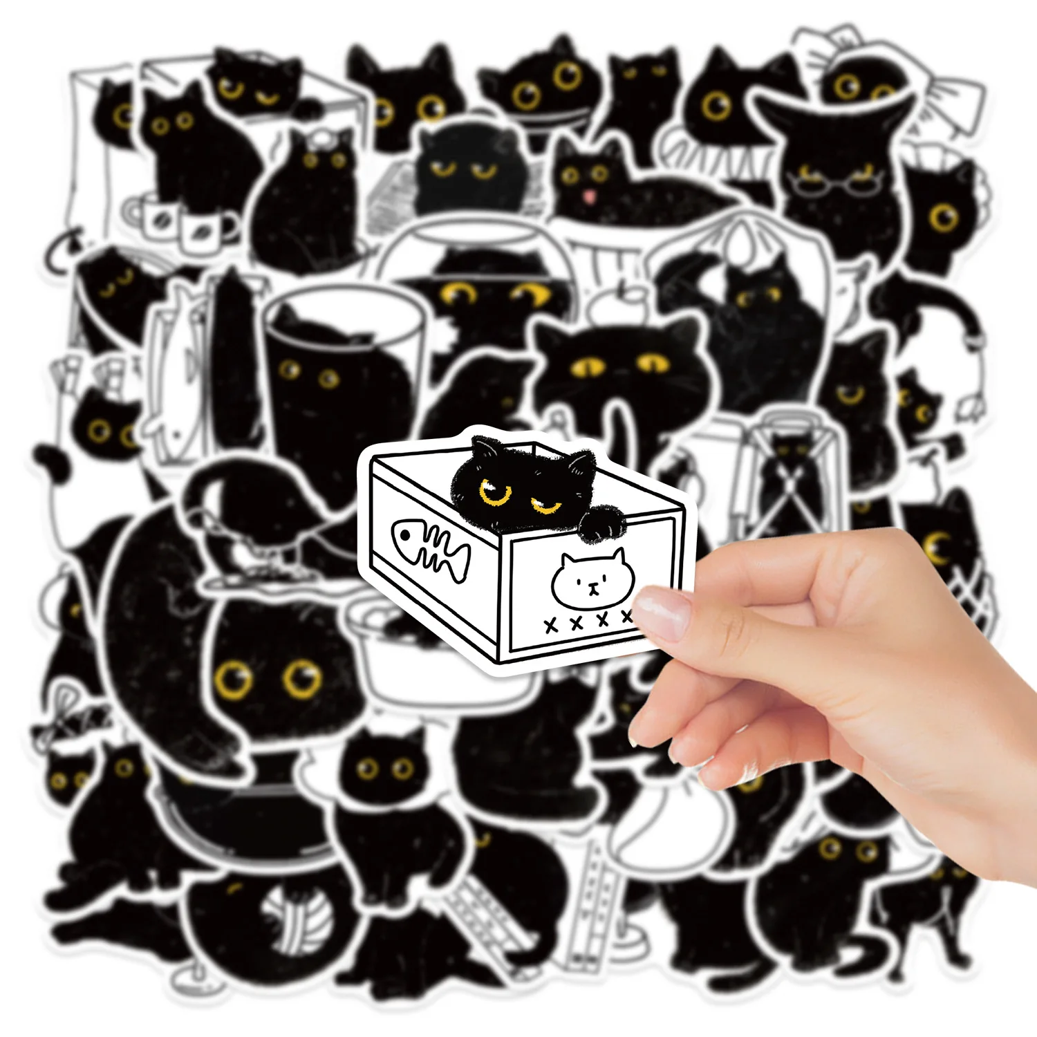 10/50 قطعة الأسود القط الحياة سجل الكتابة على الجدران ملصقات الكولاج المواد ملصق للهاتف الكمبيوتر المحمول القرطاسية DIY بها بنفسك اللعب سر ﻿