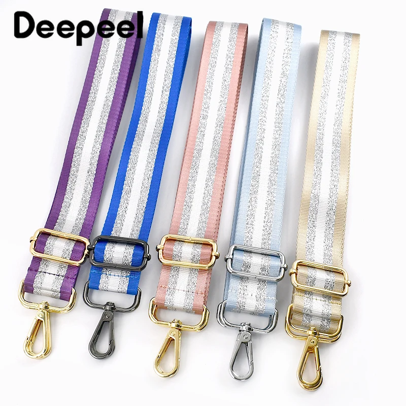 Deepeel 3.8cm Women Bags Strap Color Silver Silk 80~130cm Adjustable Straps One-Shoulder Crossbody Replacement Bag Accessories