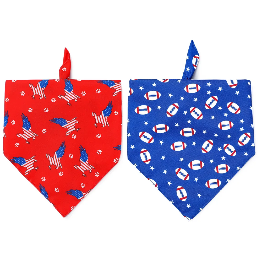 Triangular triangle scarf for dog and cat, double-deck accessories, American flag, accessories, supplies