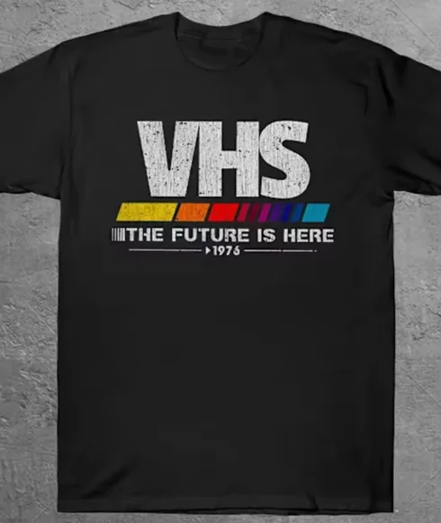 Retro VHS The Future Is Here T-Shirt, 70s Vintage 80s 90s Movie Lover Streetwear Casual Graphic Tee Gift Idea