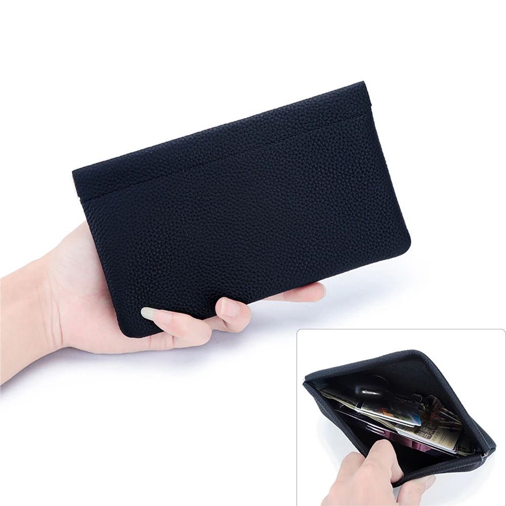 Leather Makeup Bag Women Portable Lipsticks Cosmetic Storage Pouch Fashion Automatic Close Metal Shrapnel Small Make Up Bag