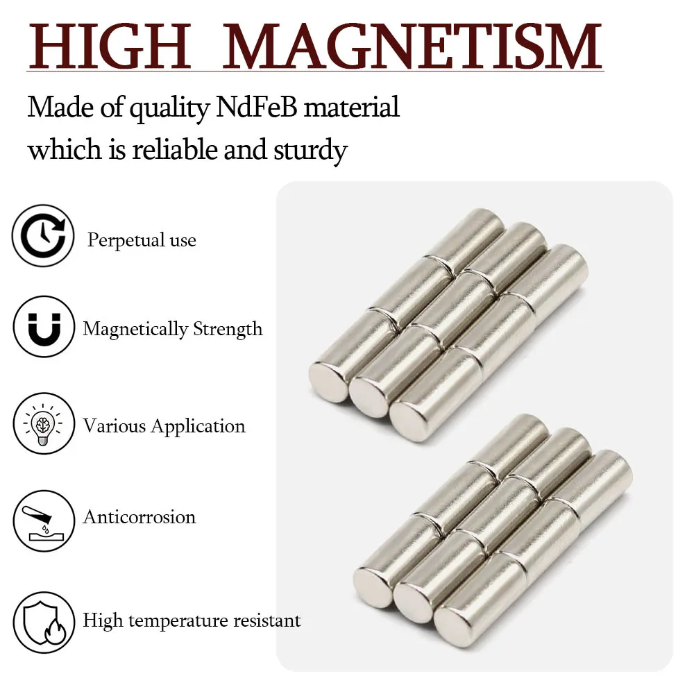 DIY Craft Whiteboard Fixing Neodymium Magnet High Purity Magnetic Raw Material Disc 5x10mm Shock Resistant Durable
