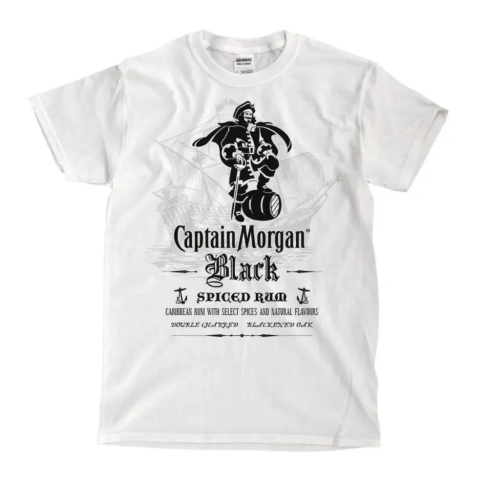 Captain Morgan Black Rum White T-Shirt - Ships Fast! High Quality!