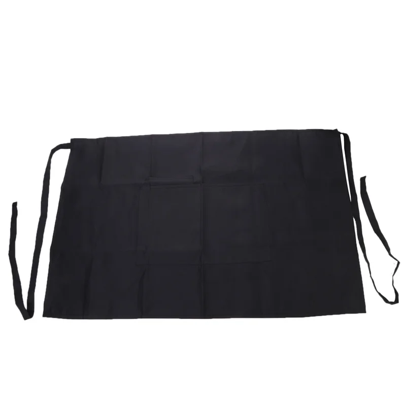 Waterproof and Anti-fouling Hotel Catering Kitchen Work Half Apron Waiter Apron Black  Aprons