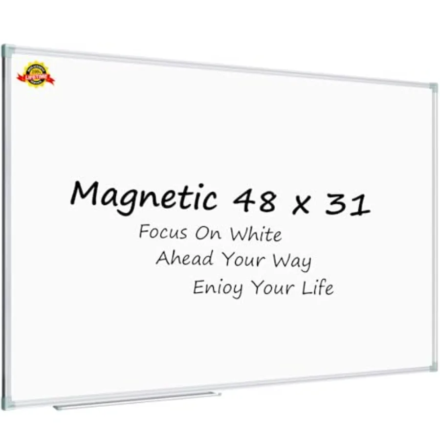 

White Board Dry Erase Board 48 x 31 Inch Magnetic Whiteboard Aluminium Frame Whiteboard with Marker Tray for School Office and