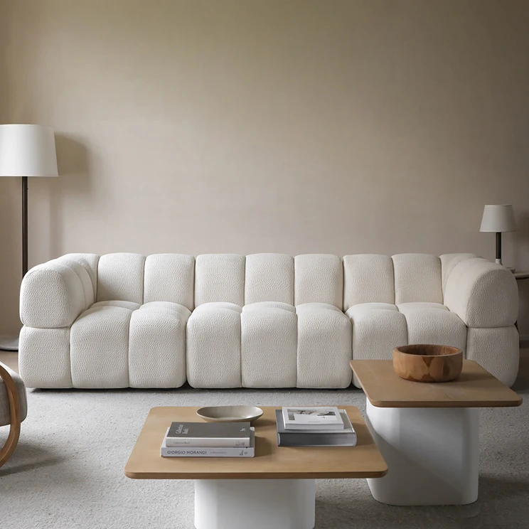 Living Room Furniture Couch Comfortable Mario Couch White Sectional l Shape 3 Seater Sofa