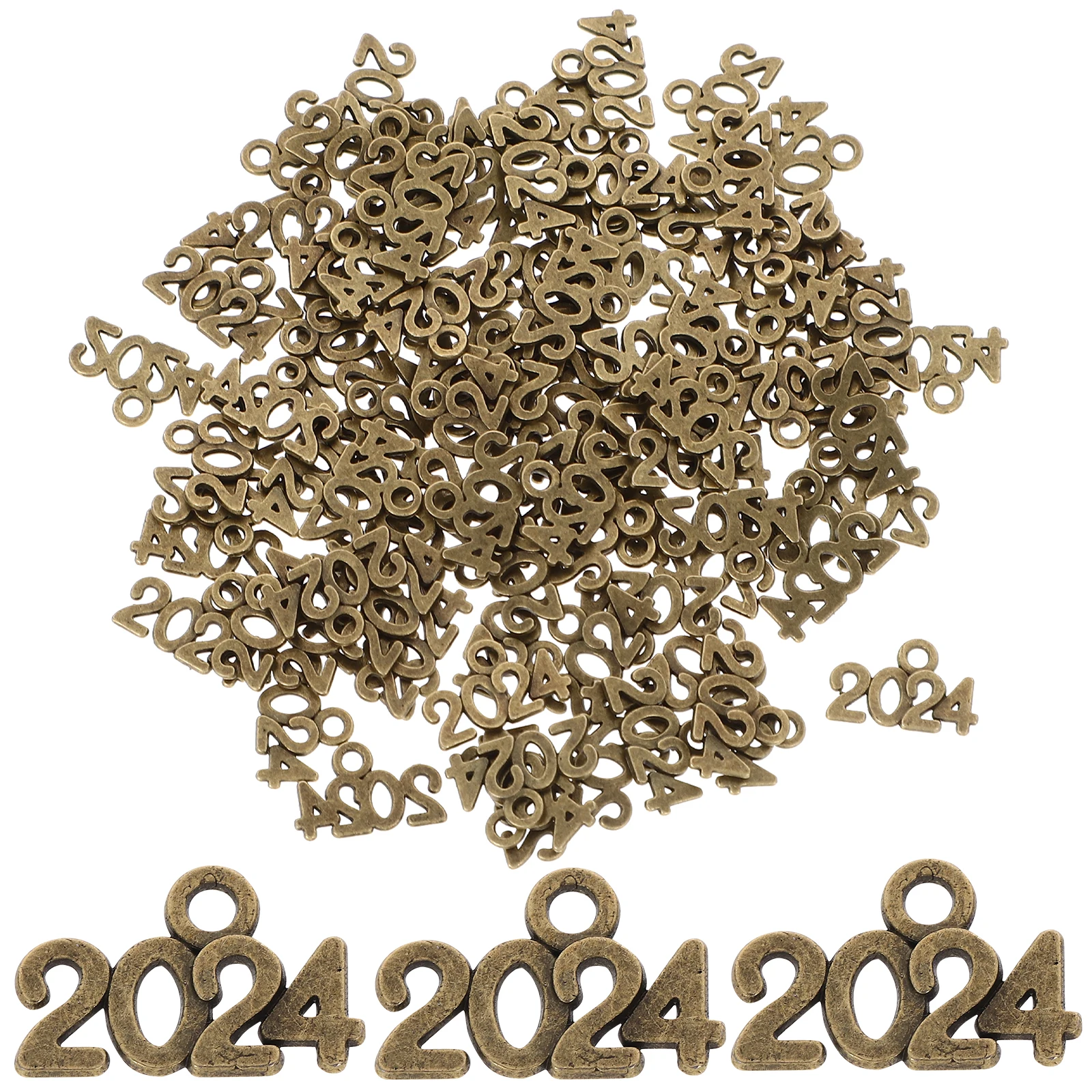 

100Pcs 2024 Number Charm Vintage Zinc Alloy Pendant for DIY Jewelry Making Crafts Bracelets Necklaces 2024 Charm