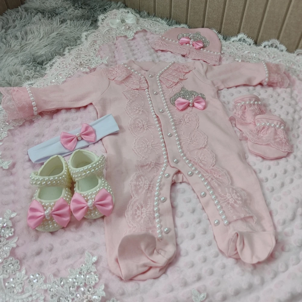 set-di-6-tutine-per-neonata-in-morbido-cotone-traspirante-0-9-mesi-uso-quotidiano-rosa-tinta-unita