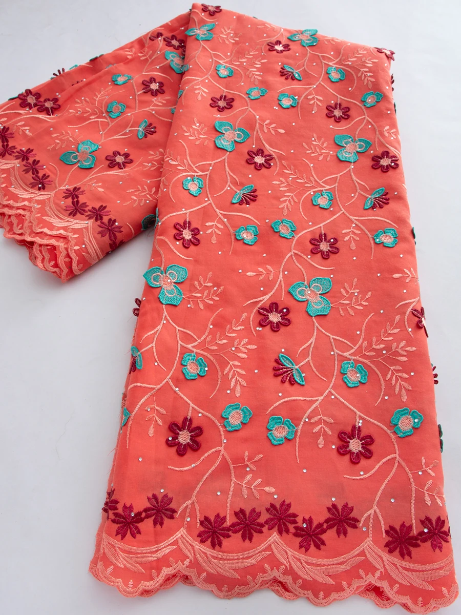 

Nigerian Cotton Voile Lace Fabric With Stones High Quality African Swiss Voile Lace Fabric For Sewing Women Wedding Party Dress