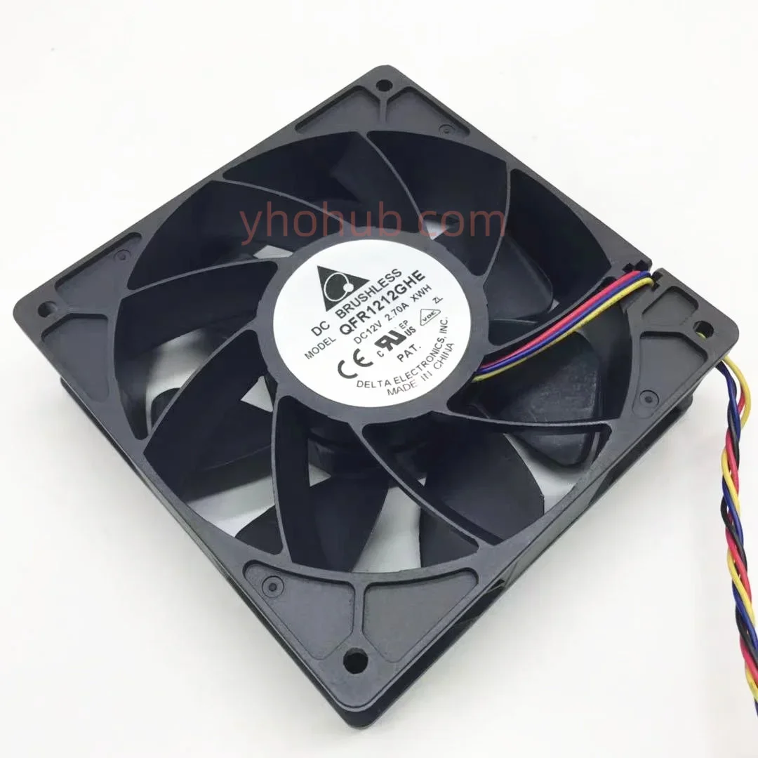 Delta Electronics QFR1212GHE XWH DC 12V 2.70A 120x120x38mm Server Cooling Fan