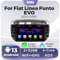 7inch IPS Car Radio Wireless CarPlay Android Auto Multimedia Player GPS Stereo For Fiat Linea Punto EVO line 2012 - 2015 RDS BT