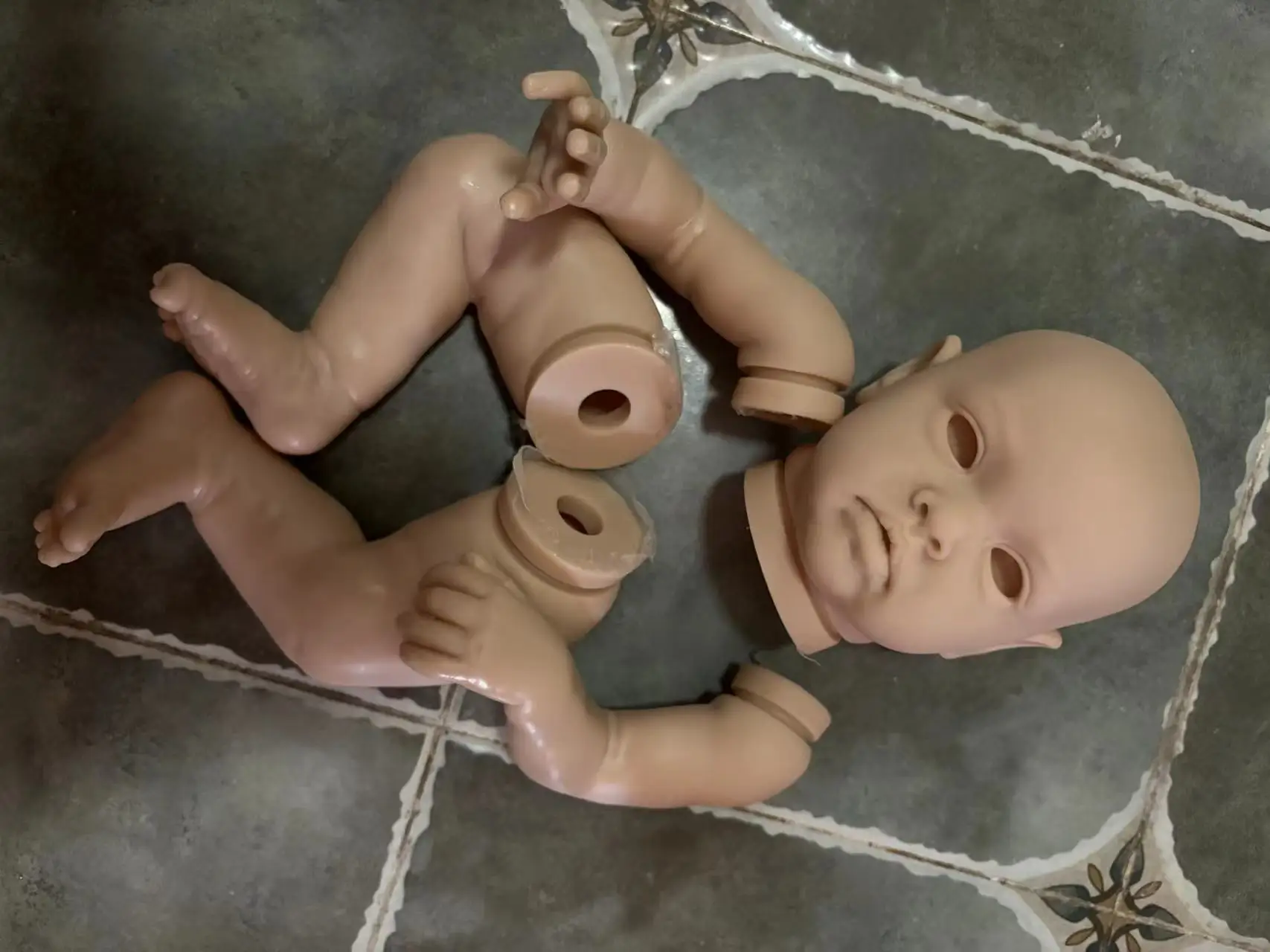 NPK 20inch Chantal Reborn Doll Kit - Lifelike Unfinished Unpainted Doll Parts with Cloth Body And Eyes for DIY Collectors view 5