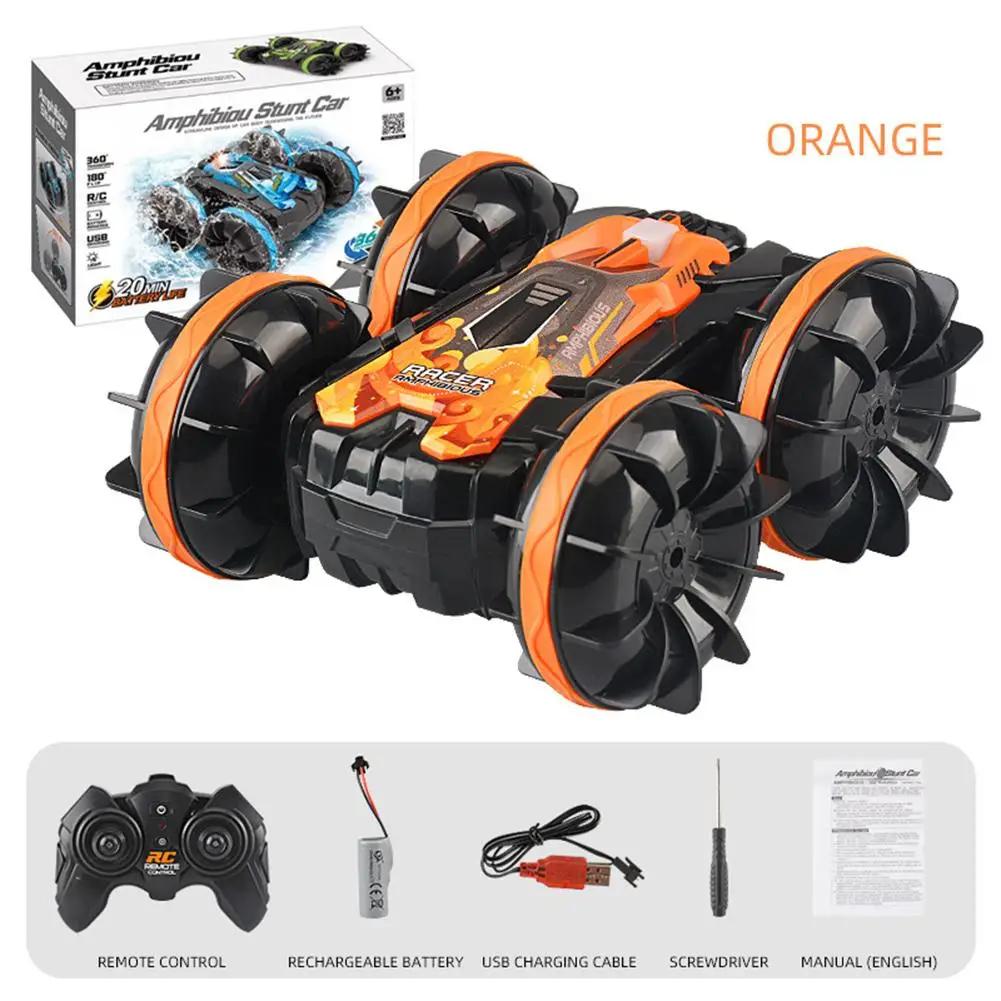 2.4g Amphibious Double-sided Stunt Remote Control Car 360-degree Rotation Charging Electric Vehicle Model Toy Children Gifts