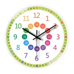 Teaching Time Clock For Kids 8-Inch Kids Room Wall Decor Analog Clock Non Ticking Telling Time Teaching Clock Silent Learn To