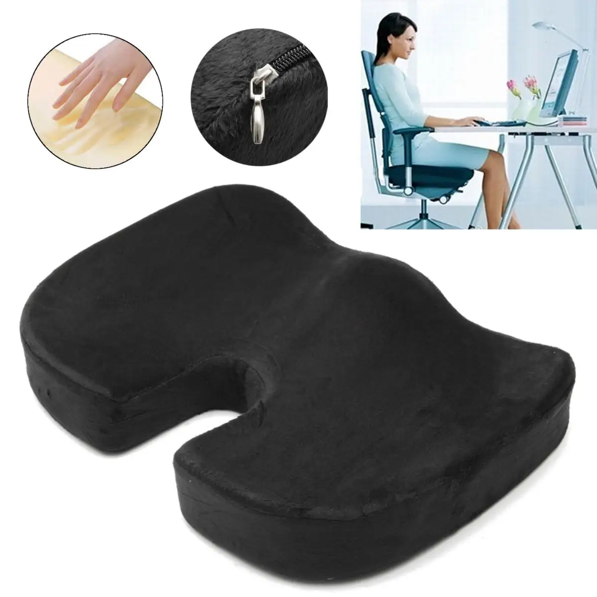 Car Seat Cushion Office Memory Foam Cushion Ergonomic Coccyx Cushion Office Support Sedentary Cushion Student Butt Cushion