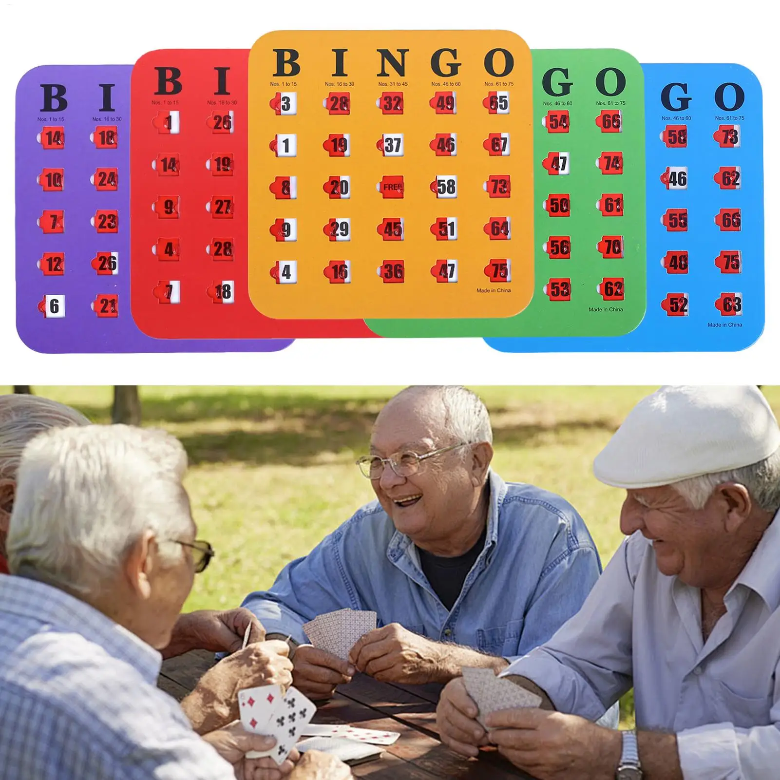 5Pcs Shutter Slide Bingo Cards, Reusable Finger-Tip Sliding Number Game, Easy Read Logic Thinking Toy for Family Party Classroom view 3