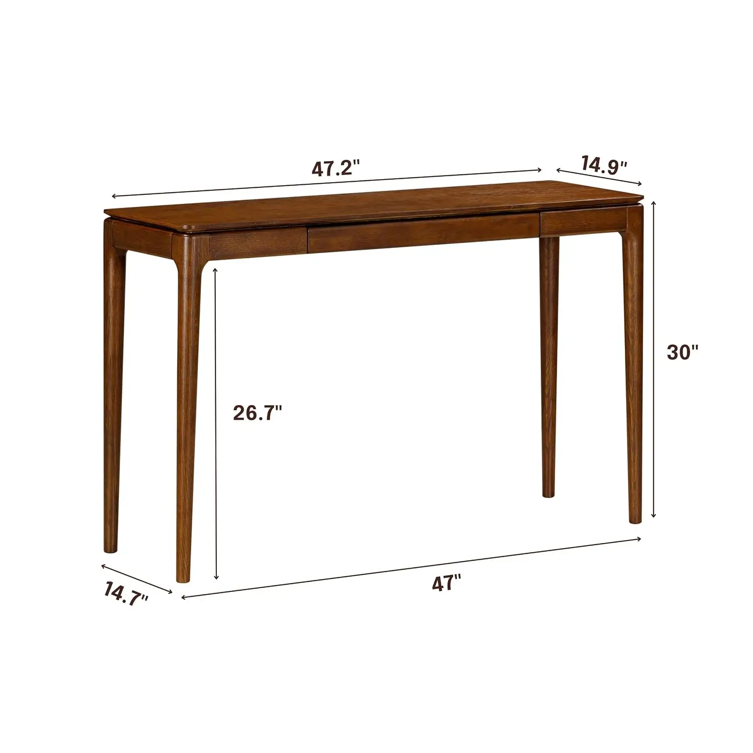 47" Solid Wood Console Table Hidden Drawer Waterproof Heat Resistant Narrow Entryway Table Hallway Living Room, Customized view 2